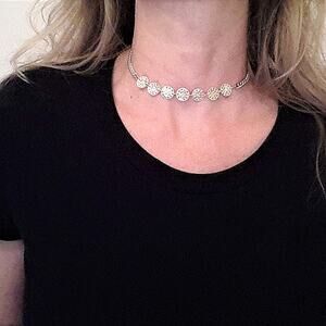 Exotic Charms Choker Necklace Gold tone Mediterranean Bohemian Gypsy Hiippie New